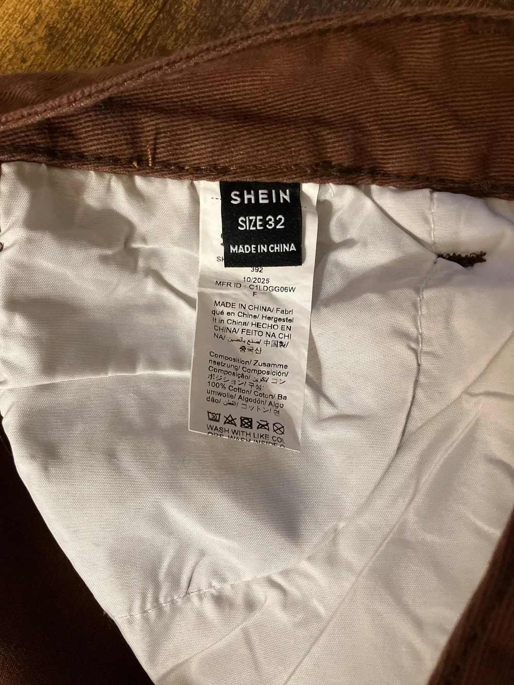 SHEIN Wide-Leg Mid-Rise Denim Jeans Raw Hem Coffee Brown Stretch Size 8/10